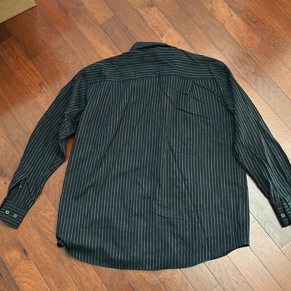 Beverly Hills Polo Club Black Strips Buttons Down Shirt XXL cotton blend - Picture 7 of 7